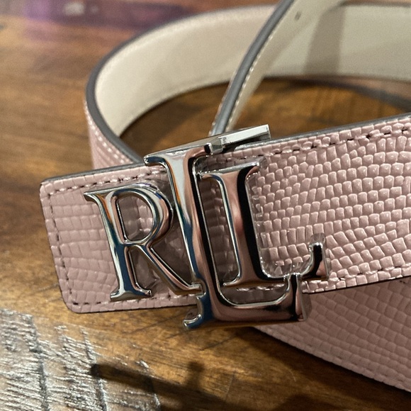 New Lauren Ralph Lauren reversible pink white belt - Picture 3 of 7